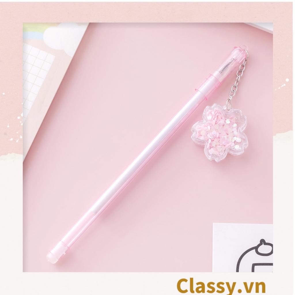 Bút gel Classy 0.5mm màu hồng, đính kèm bông hoa, tùy chọn cho sinh viên/nhân viên văn phòng PK1200