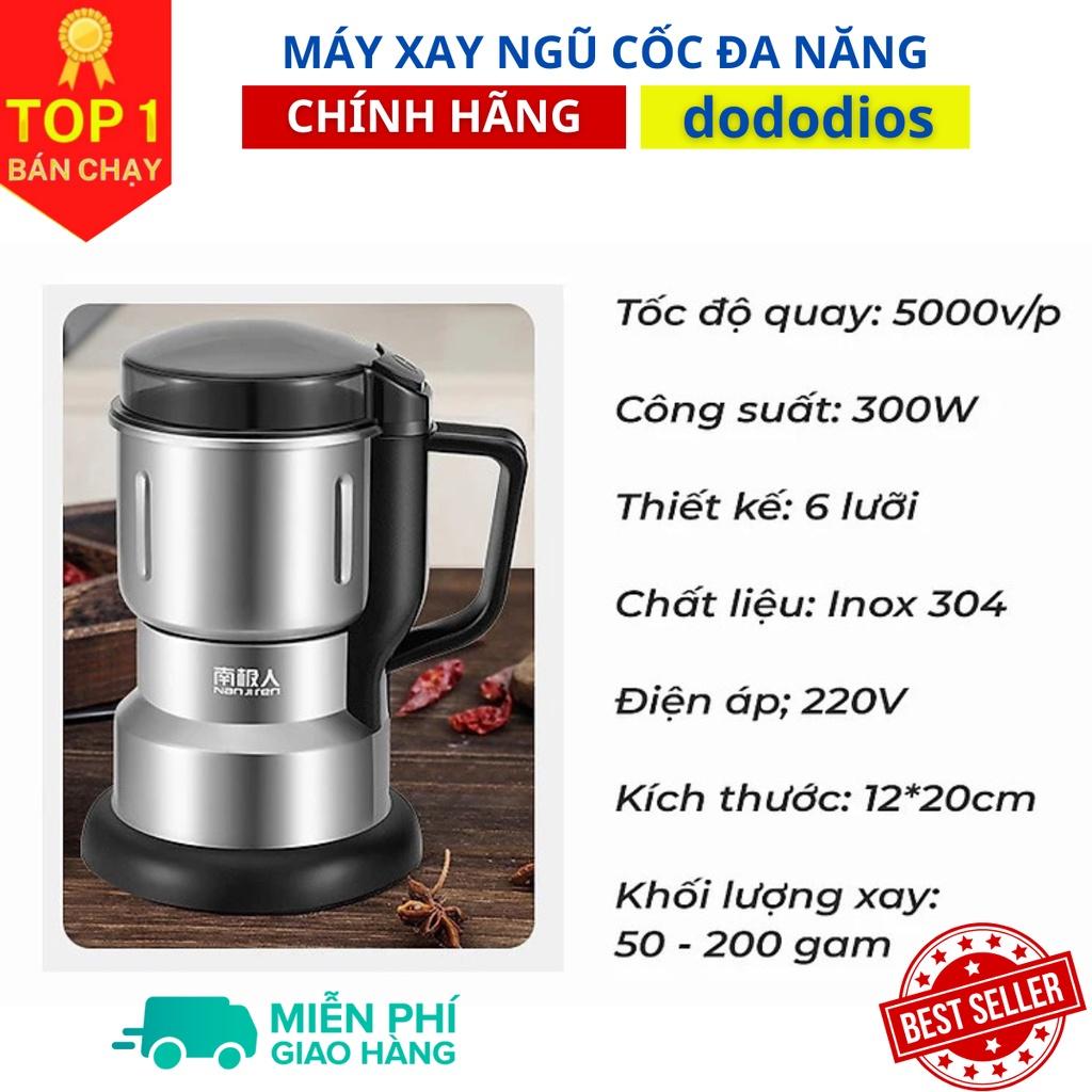 Máy xay hạt khô, xay bột, gia vị cà phê đa năng, công suất 300w, 6 lưỡi dao cực bén, chất liệu cối inox - FOOD - Hàng Chính hãng dododios