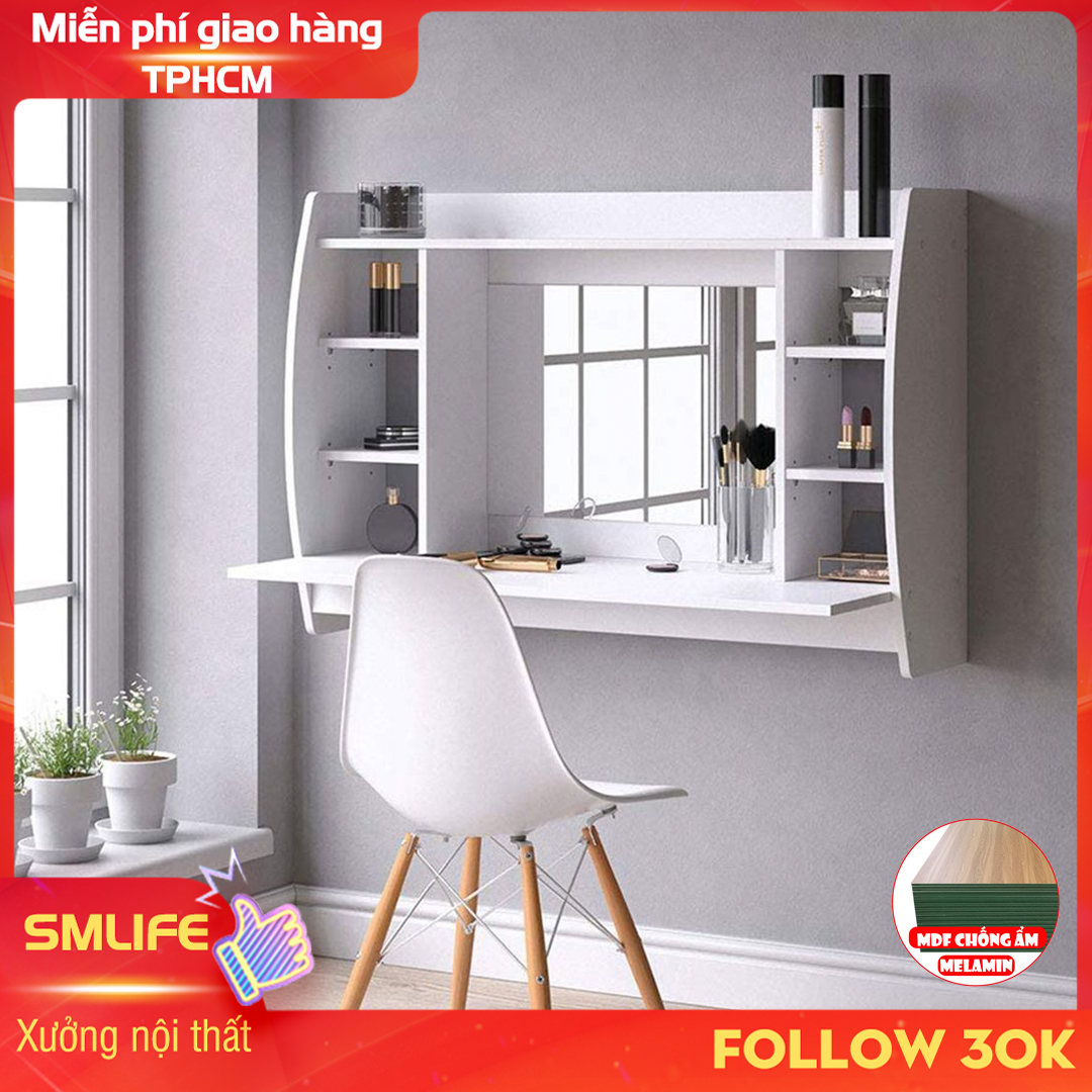 Bàn trang điểm gỗ hiện đại SMLIFE Maikaal | Gỗ MDF dày 17mm chống ẩm | D110xR48.5xC75cm