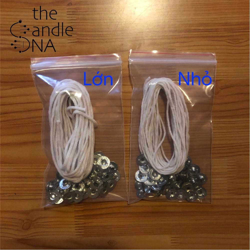 5 mét Bấc Nến Cotton Nhúng Sáp + 50 Đế Kẹp bấc The Candle DNA