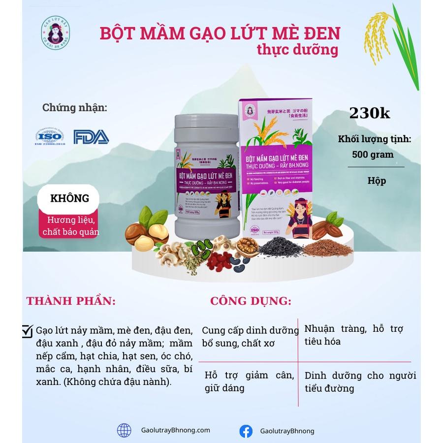 Bột Mầm Gạo Lứt Mè Đen Cô Gái Bhnong Tăng Dinh Dưỡng Thơm Ngon Thực Dưỡng Hộp 500g