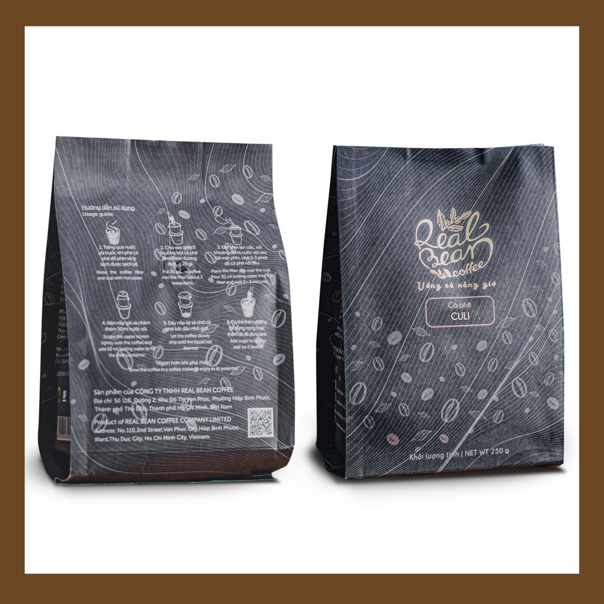 Cà Phê Culi Robusta Rang Xay Nguyên Chất 100% Real Bean Coffee (250g)