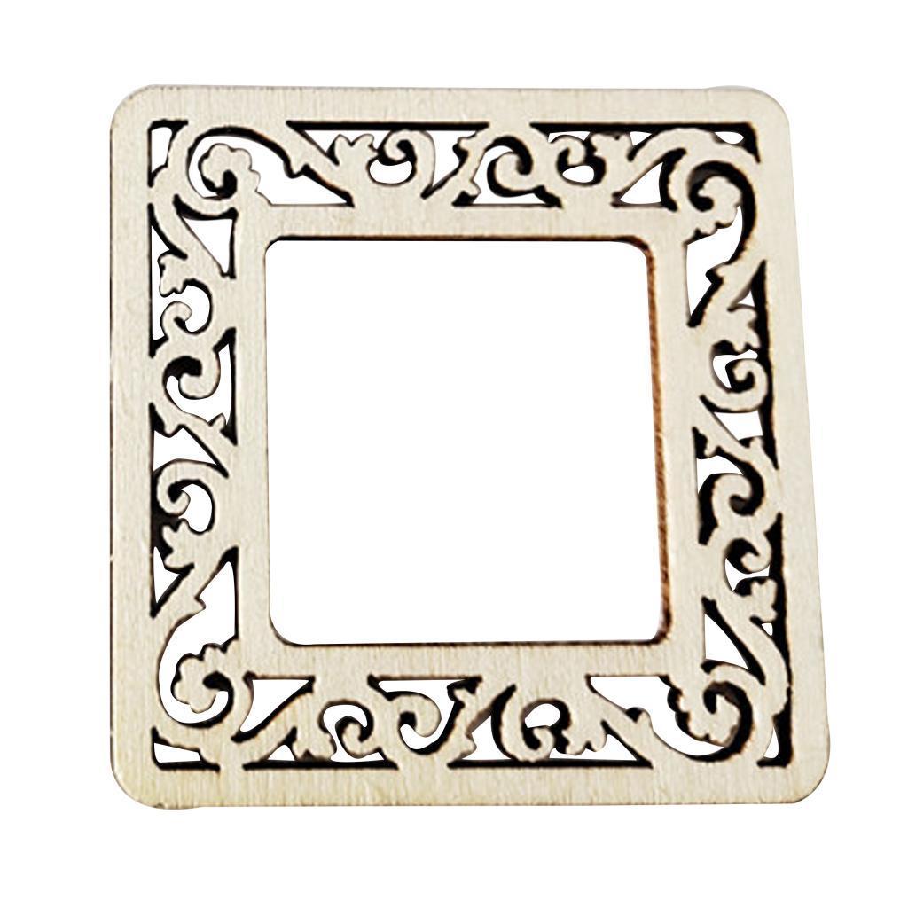 200x Cut Wood Frame Pieces Engraved Blank DIY Embellishments Art Decor