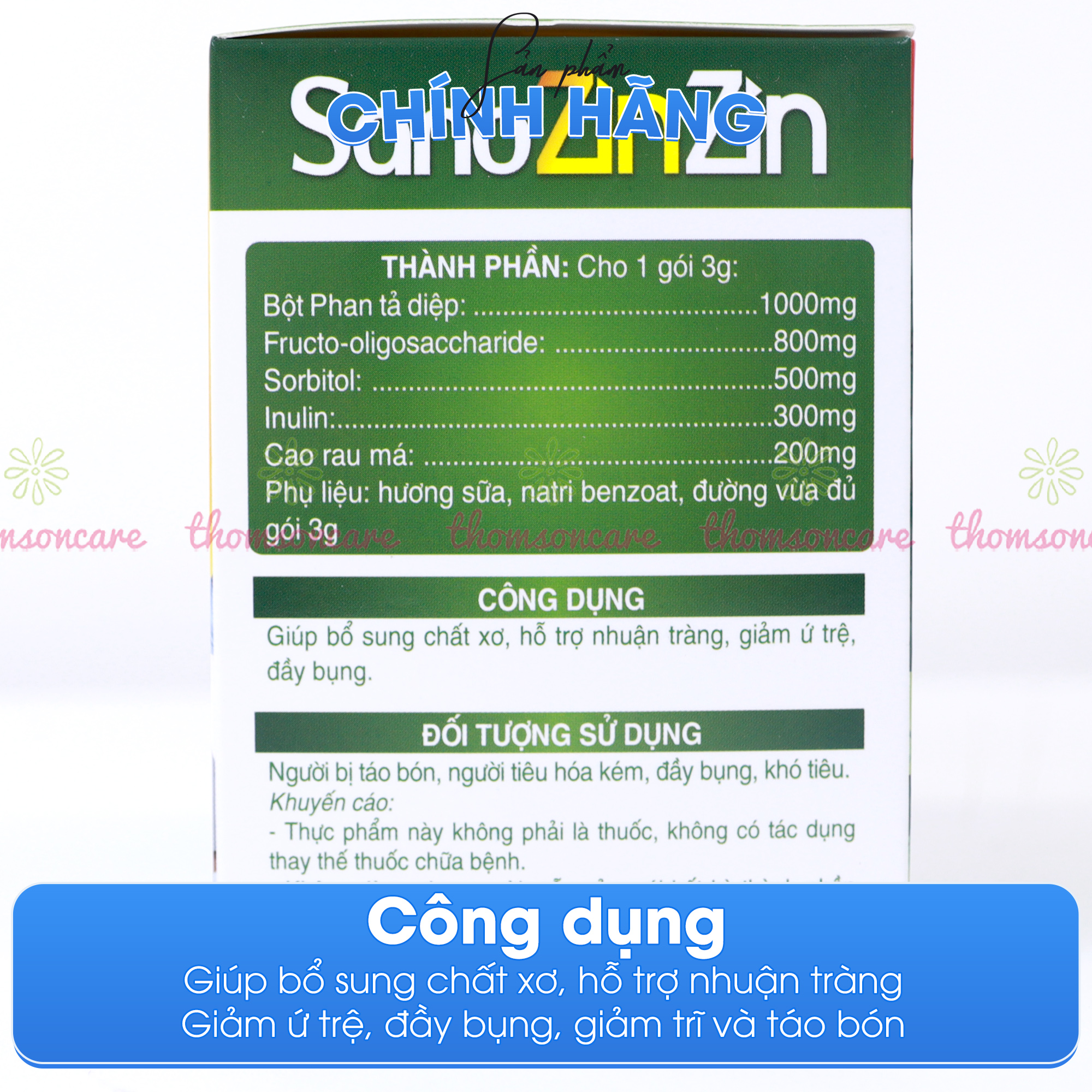 Cốm táo bón Sano ZinZin Sanofia - Bổ sung chất xơ, giảm táo bón, nhuận tràng ở trẻ và người lớn - Hộp 20 gói Thomsoncare