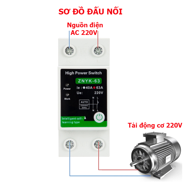 Công tắc điều khiển từ xa rf công suất lớn 63A (5000W) tầm xa 5000m điều khiển từ xa máy bơm nước, công tắc máy bơm