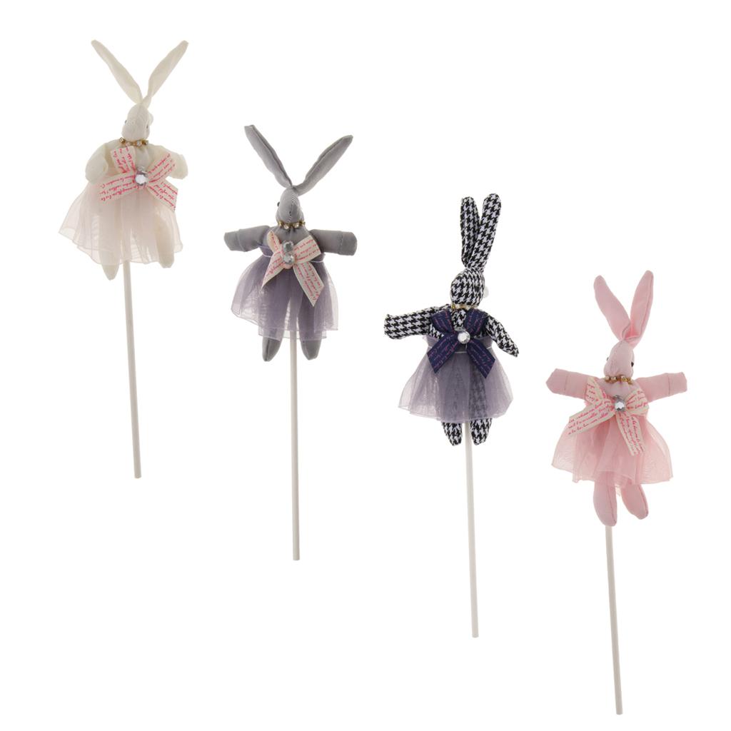 Bunny Shape Cake Topper Insert Sticks Wedding Party Cake Decoration