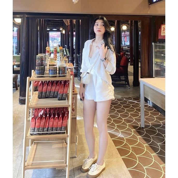 SET ÁO SƠ MI + QUẦN SHORT TRẮNG