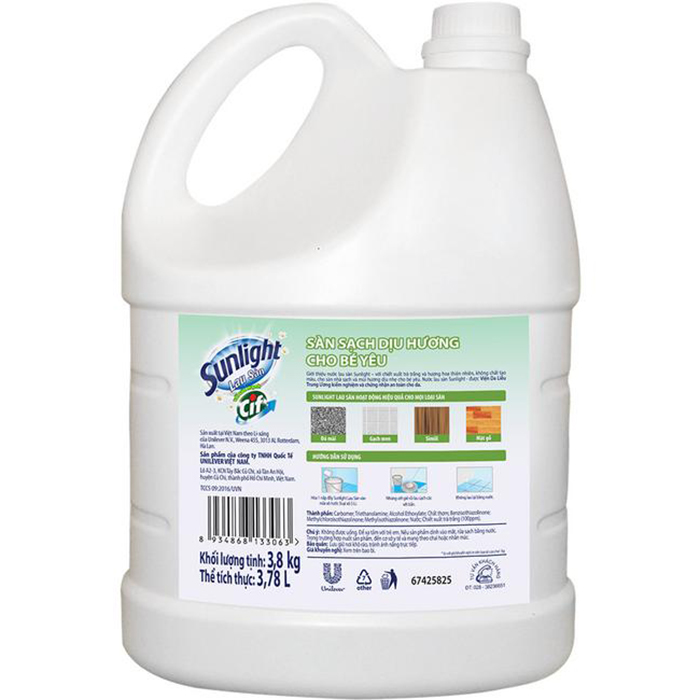 Nước Lau Sàn Sunlight Thiên Nhiên Chiết Xuất Tre & Lô Hội 3,6 Kg - Sạch Dịu Nhẹ - Mẹ An Tâm