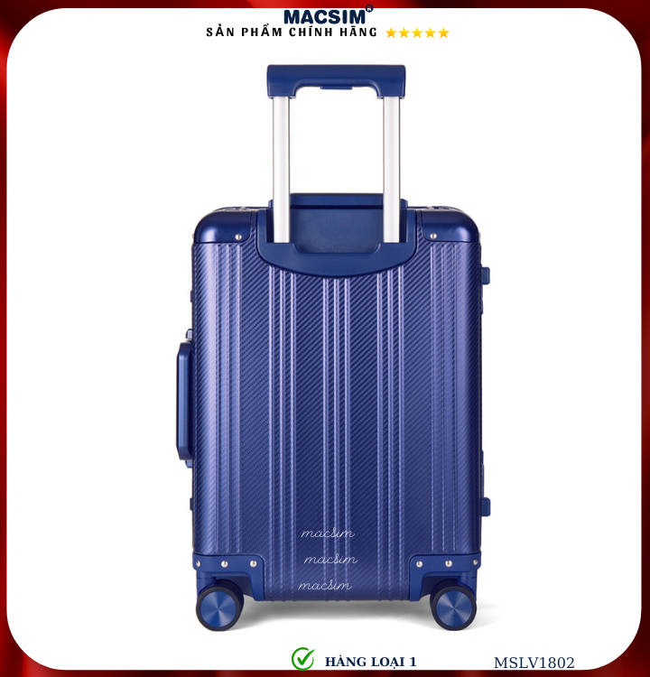 Vali hợp kim nhôm cao cấp Macsim MSLV1802 cỡ 20 inches màu xanh blue hàng loại 1