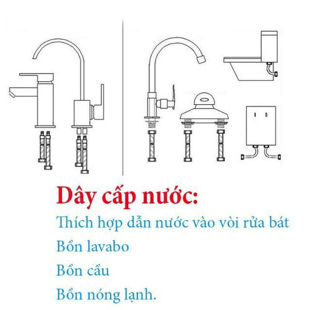 Dây cấp nước inox 304 không gỉ lõi đồng cao cấp Bảo hành 12 tháng