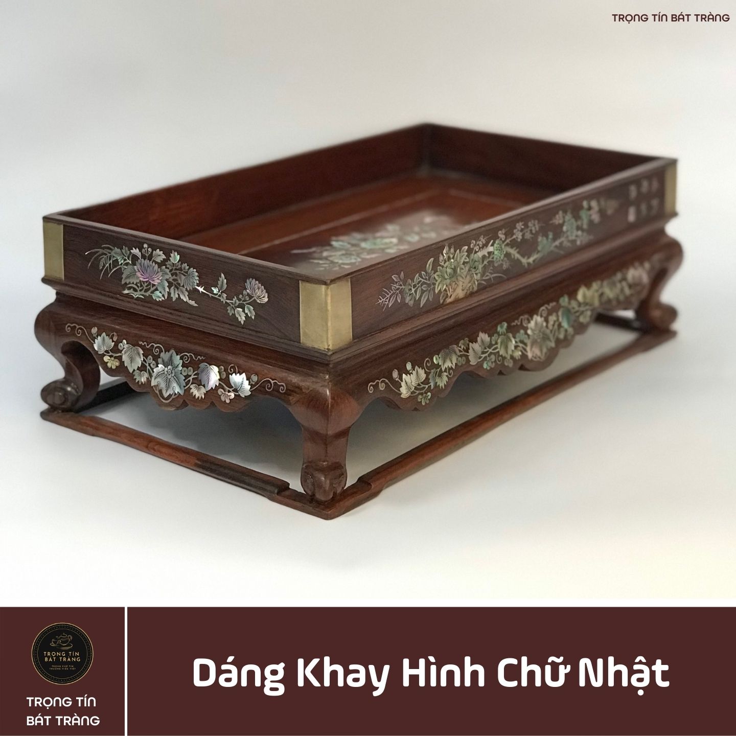 Khay Trà Gỗ Cẩm Hình Chữ Nhật Kích Thước 35*20,5*11 cm KT 87