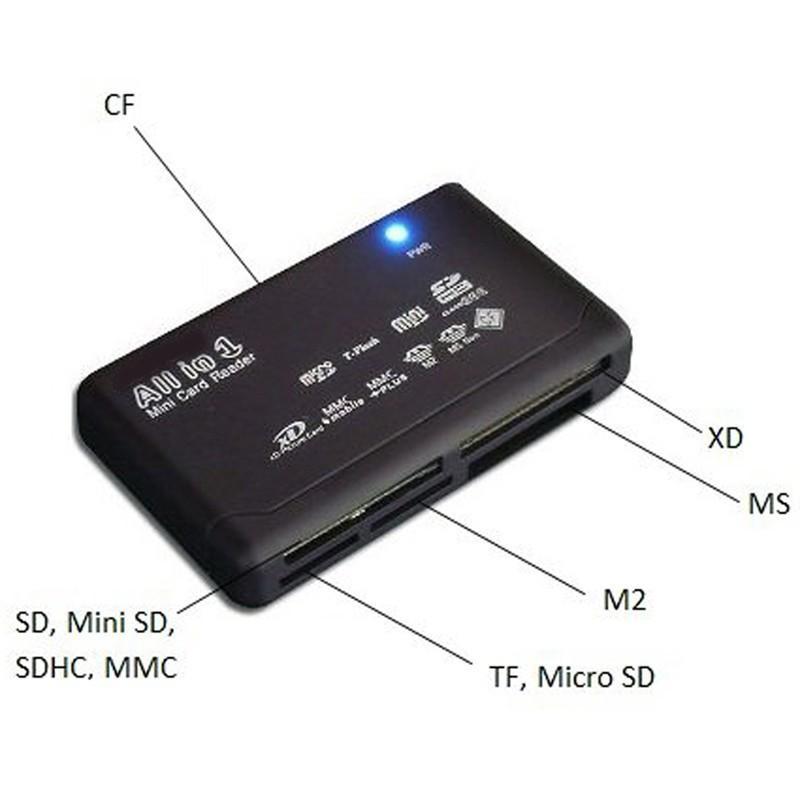 Tất cả trong một đầu đọc thẻ TF MS M2 XD CF Micro Carder Reader USB 2.0 với dòng ngày