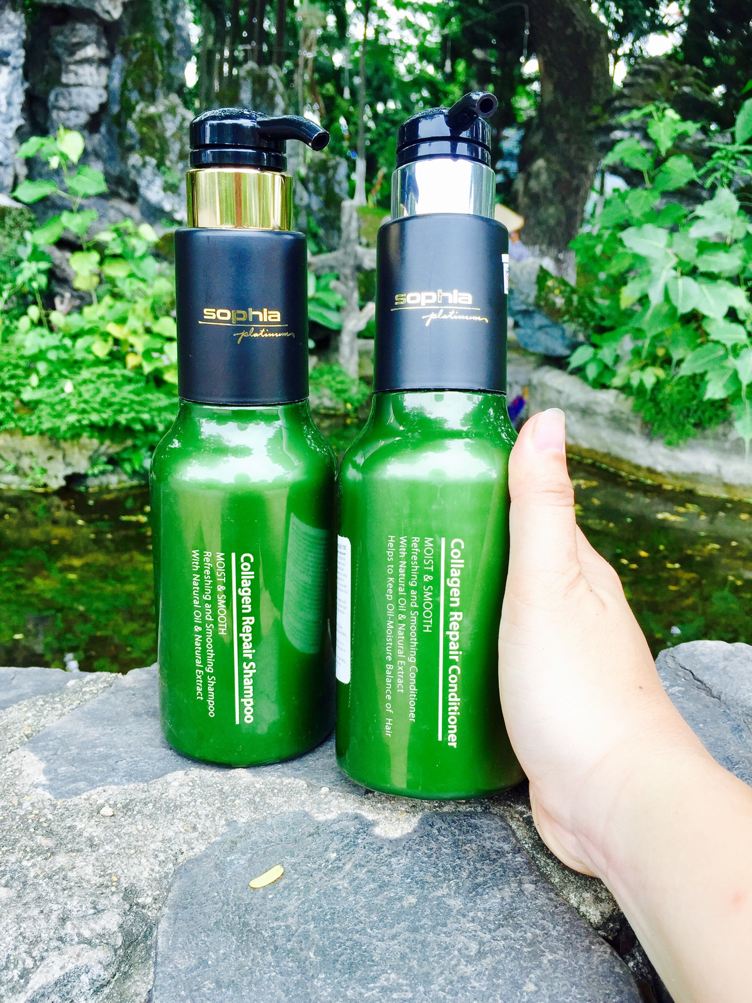 Bộ dầu gội/xả Sophia Platium Collagen Repair phục hồi tóc hư tổn Hàn Quốc tặng kèm móc khoá