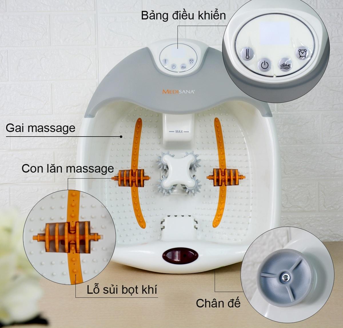 Bồn Ngâm Chân Massage Tự Động Medisana FS885, Chậu Ngâm Chân Với 4 Con Lăn Mát Xa Các Huyệt Đạo Bàn Chân, Nhập Đức