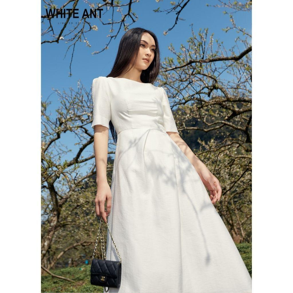 Đầm Thiết Kế Dáng Xoè Nữ WHITE ANT SIKA CIRCULAR DRESS Cổ Thuyền Phối Ly Chéo Eo Quyến Rũ 120400166