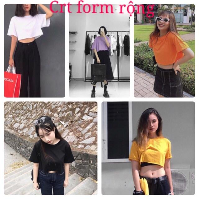 Áo Croptop Form Rộng Basic - Áo Croptop Cổ Tròn Form Rộng Tay Lỡ AN03