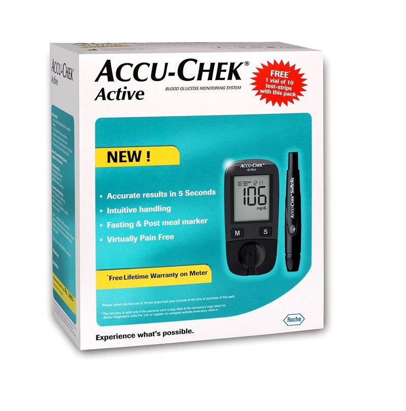 { Combo 3 trong 1} Máy Đo Đường Huyết Accu Chek Active ( Tặng Kèm Thêm 25 Que Thử + 100 Kim Lấy Máu)