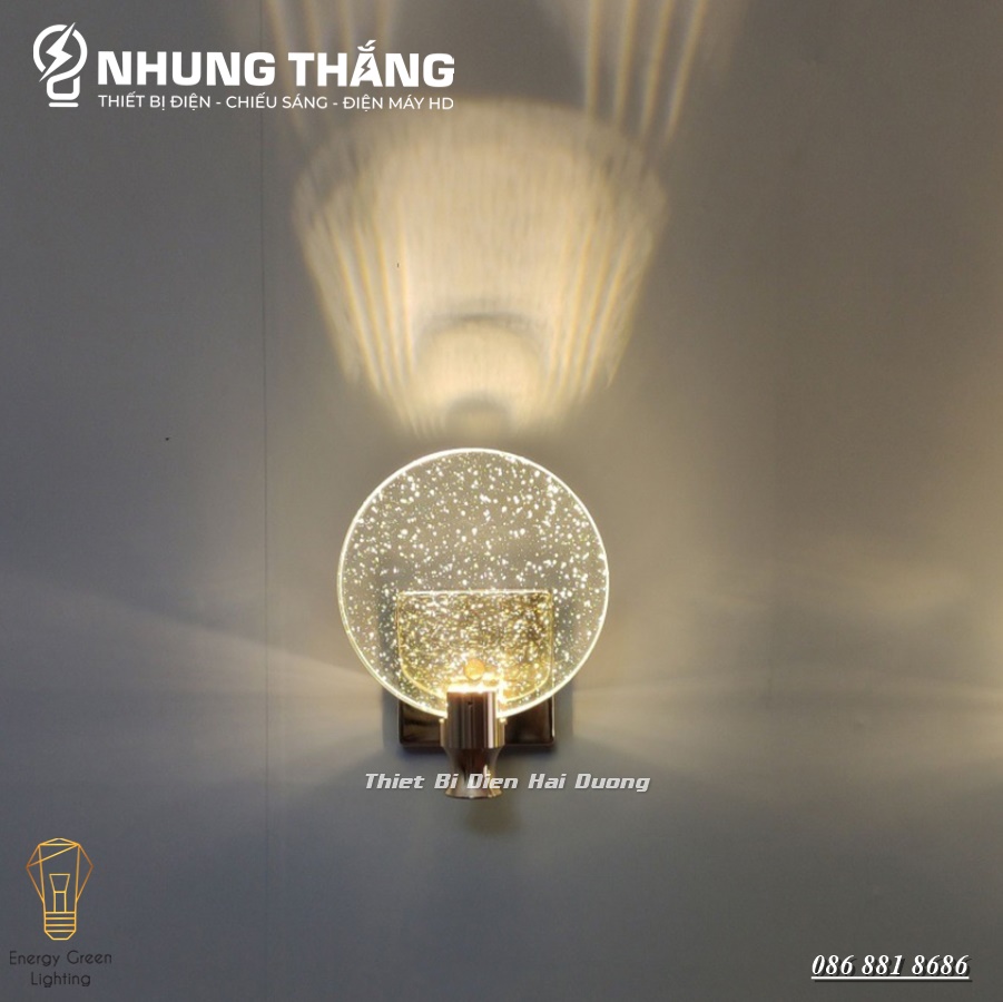 Đèn Tường Thủy Tinh DT-02 - Decor Trang Trí - Phong Cách Bắc Âu - 3 Chế Độ Ánh Sáng - Có Video