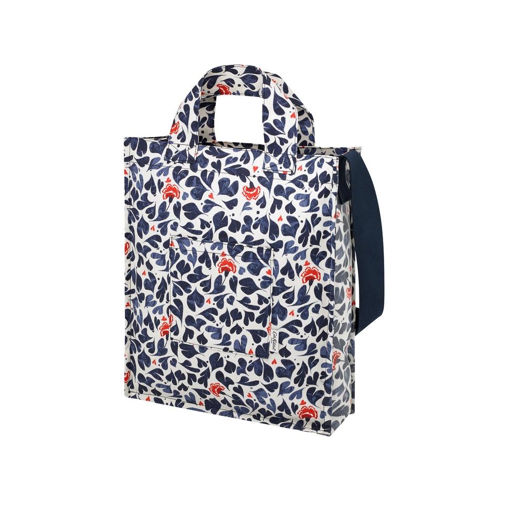 Cath Kidston - Túi đeo vai/Organic Cotton Tall Tote - Marble Hearts - Cream/Navy -1041194