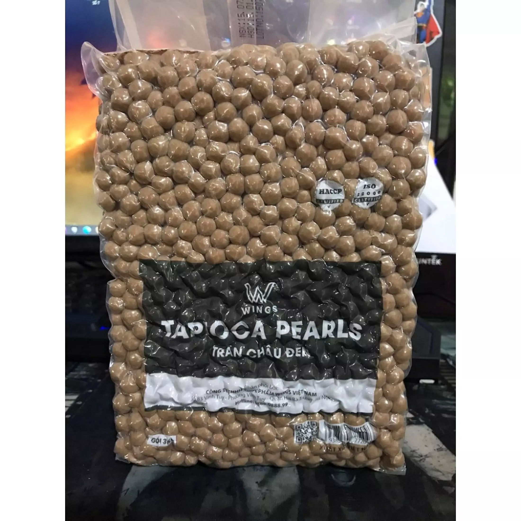 Trân Trâu Đen - Wings Tapioca Pearls gói 3 Kg