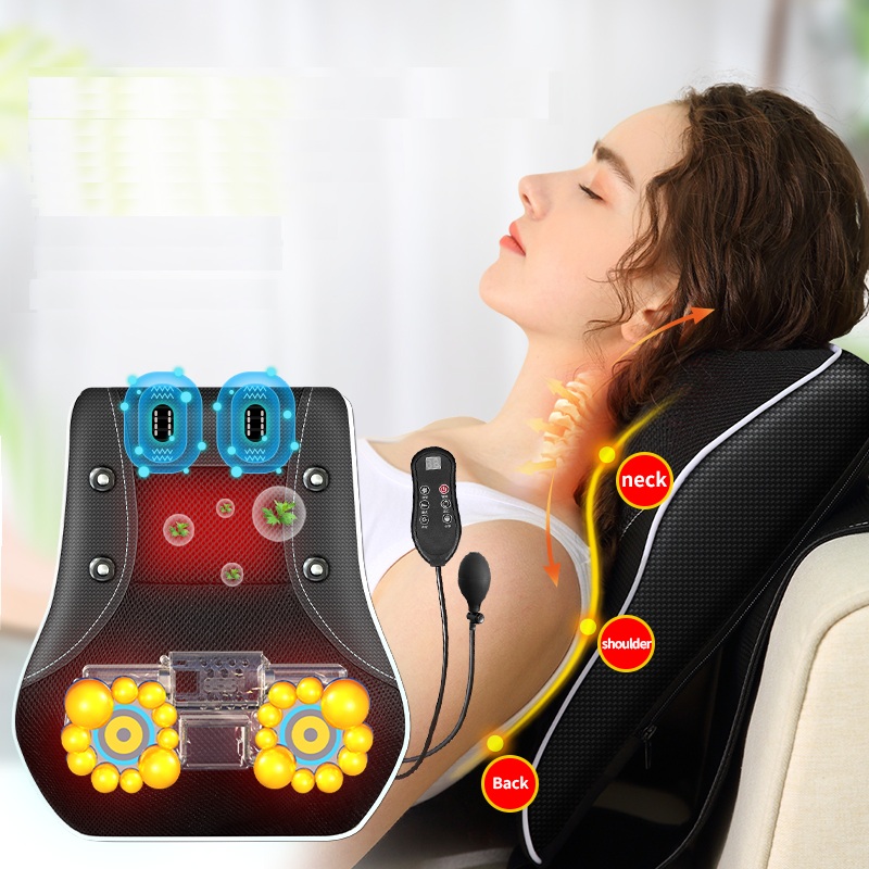Gối Massage Hồng Ngoại - Massage Cổ Vai, Gáy Có Điều Khiển Cầm Tay, Sử Dụng Tại Nhà, Văn Phòng