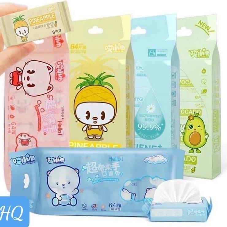 Khăn Giấy Ướt Mini Set 8 Gói Dễ Thương Bỏ Túi Tiện Lợi, Gói Khăn Ướt Tiện Dụng - BINZ