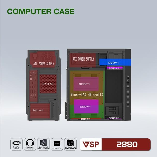 Vỏ Case máy tính VSP 2880 không kèm quạt - Hàng chính hãng