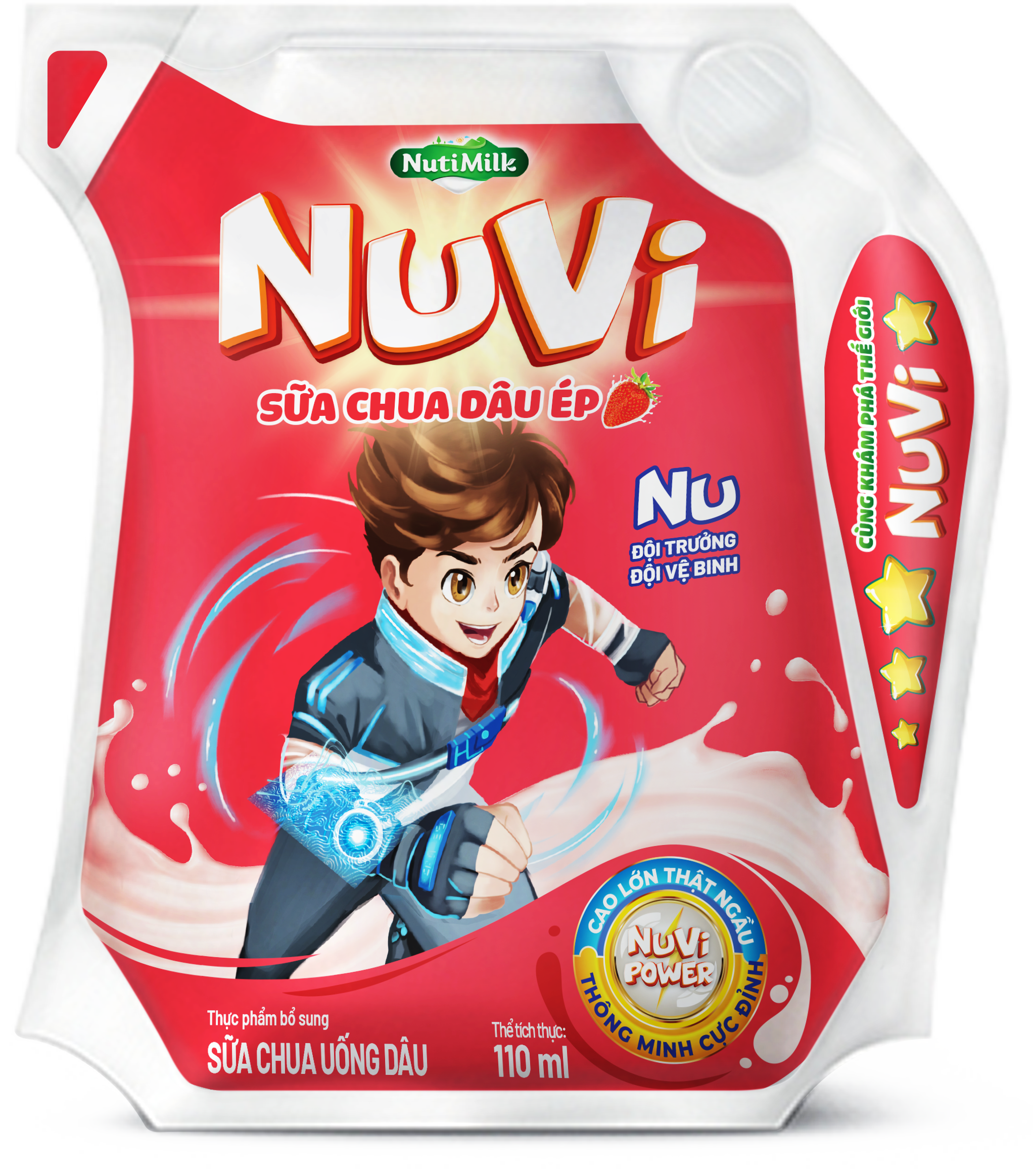 Thùng 24 túi NuVi Sữa chua Dâu Ép túi NuVi Power 110 ml TU.NDT110TI NUTIFOOD