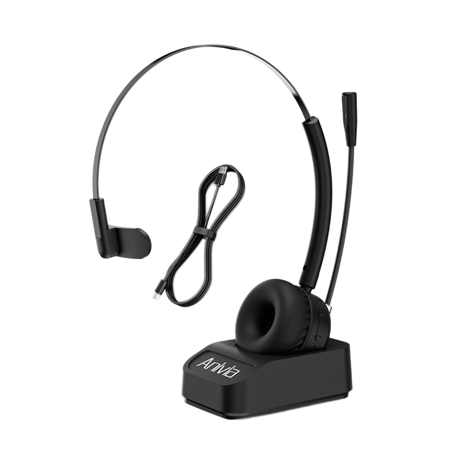 Bluetooth Headset with Charging Dock Earphone for Call Center