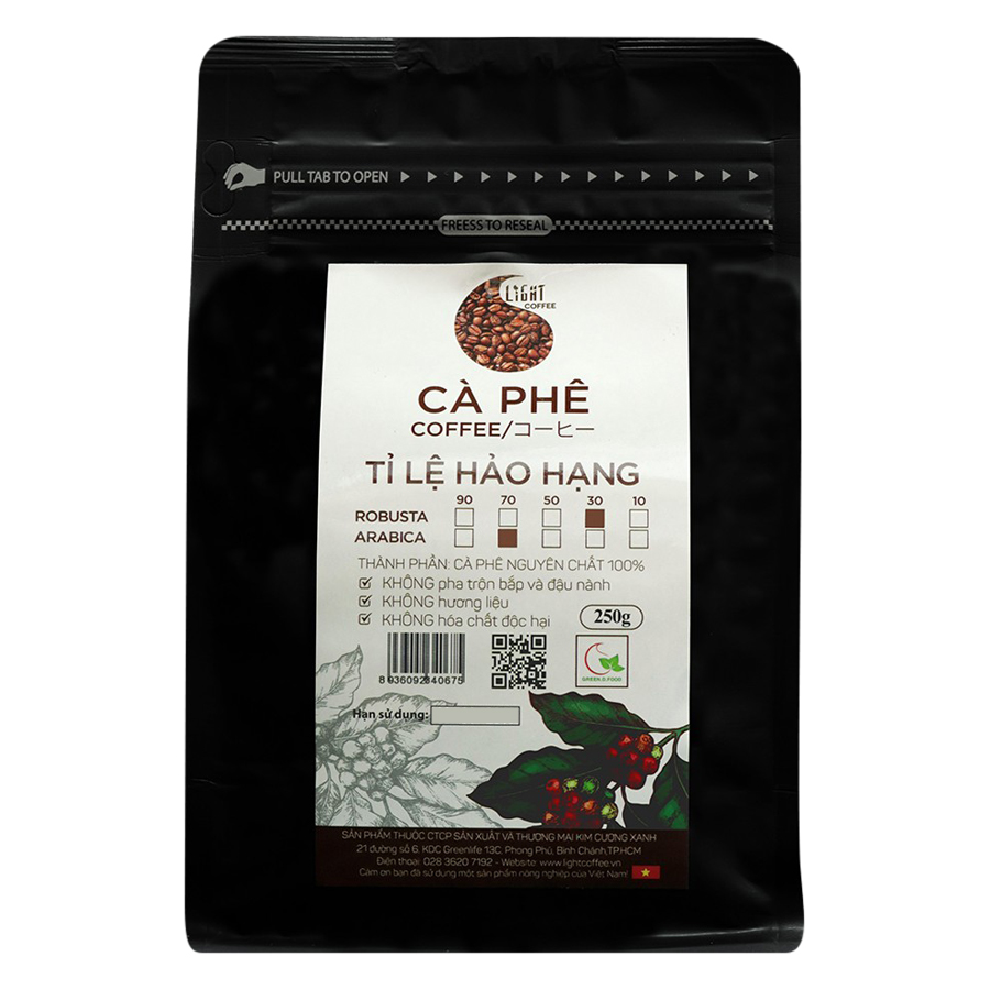 Cà phê hạt Light coffee Tỉ lệ Hảo Hạng 250g
