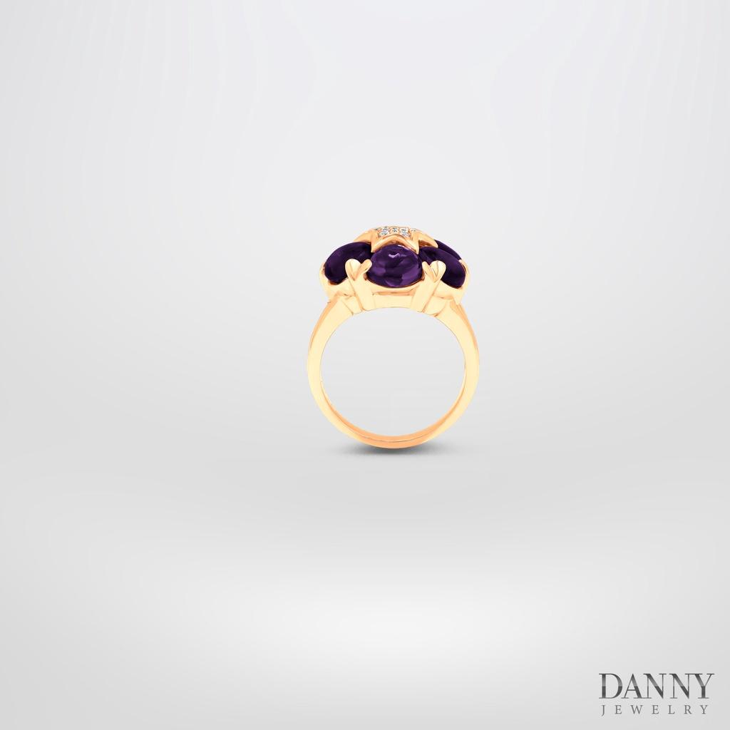 Nhẫn Nữ Danny Jewelry Bạc 925 Đính Đá Amethyst/Smoky Quartz Xi Vàng hồng/Rhodium N0091