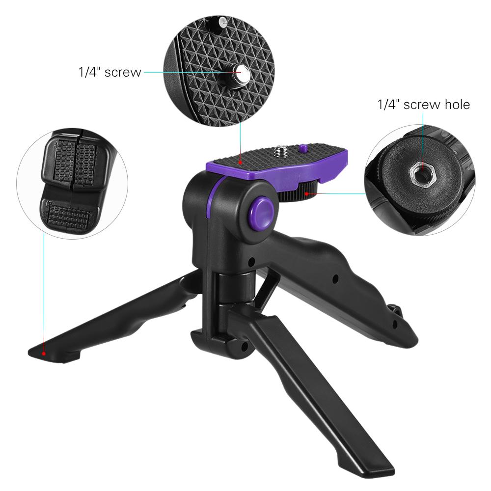 Universal Mini Phone Tripod Stand Handheld Grip Stabilizer with Adjustable Smartphone Clip Holder Bracket for iPhone 7