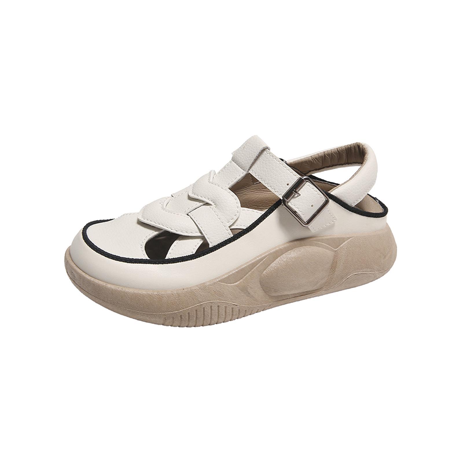 Women's Summer Sandals Hollow Out Closed Toe Sandals Casual Platform Sandals