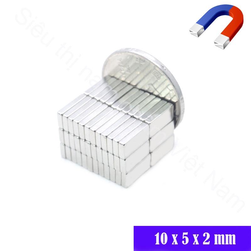 Nam châm hình chữ nhật 10x5x2mm set 10 viên, nam châm vĩnh cửu siêu từ tính, siêu hít