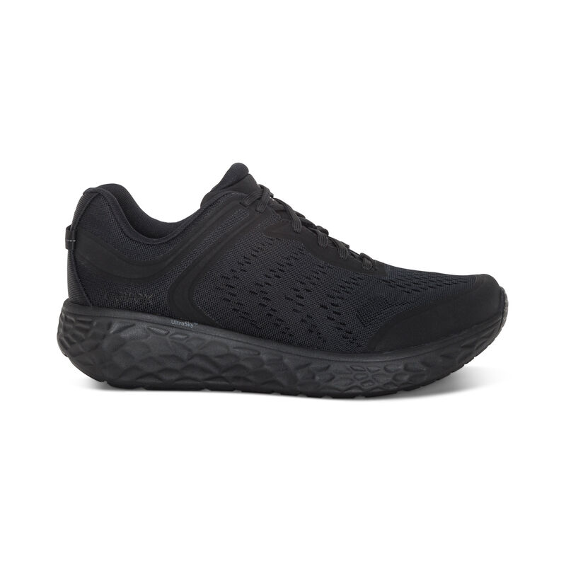 Giày thể thao sức khỏe nam Aetrex Chase Full Black - Sneaker đế cao đệm nâng vòm tăng cường