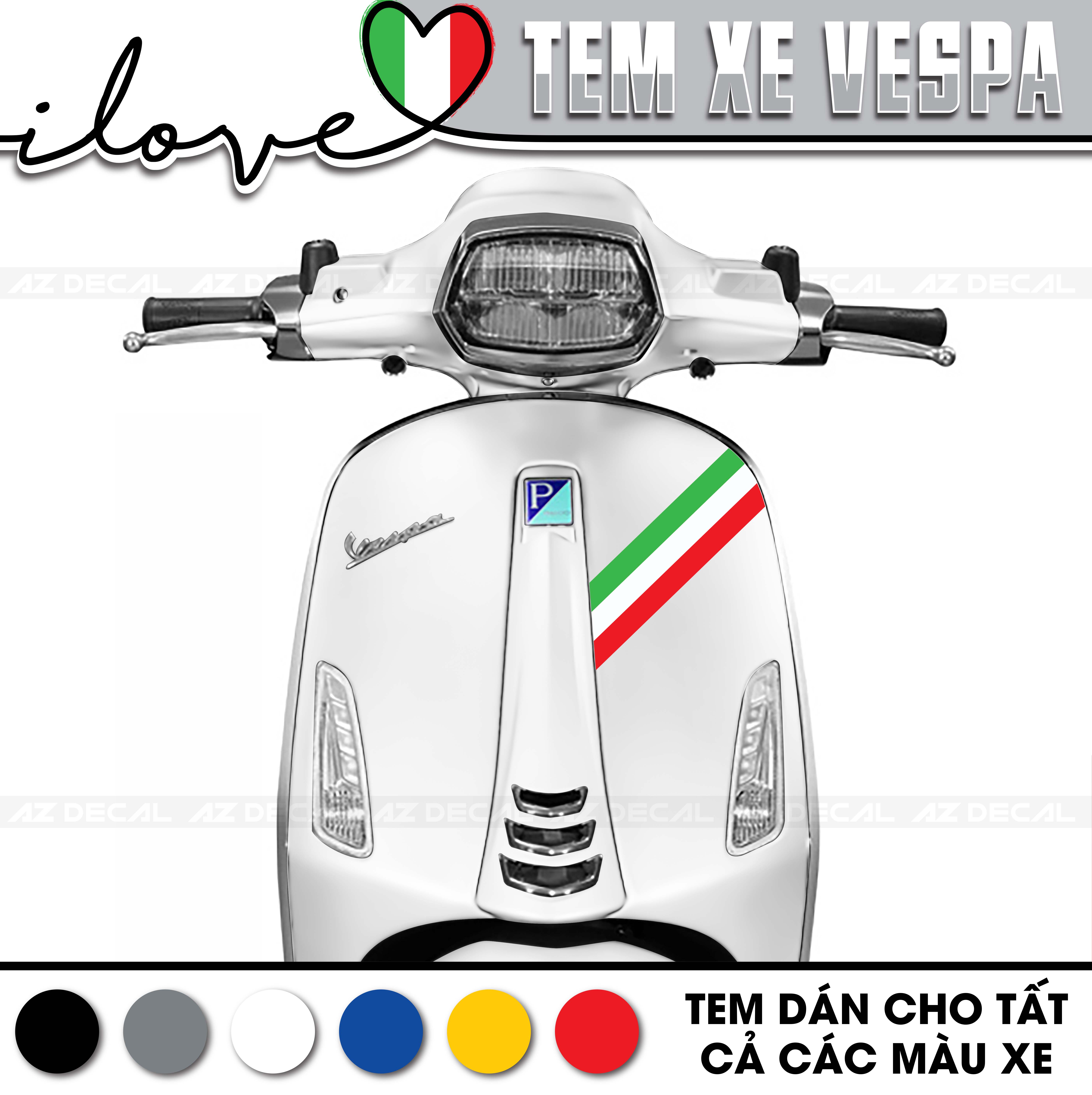 Tem Xe Vespa Sprint / Primavera / LX / GTS Mẫu Italy | VP03 | Decal Dán Xe Cắt Sẵn, Chống Nước, Chống Phai Màu