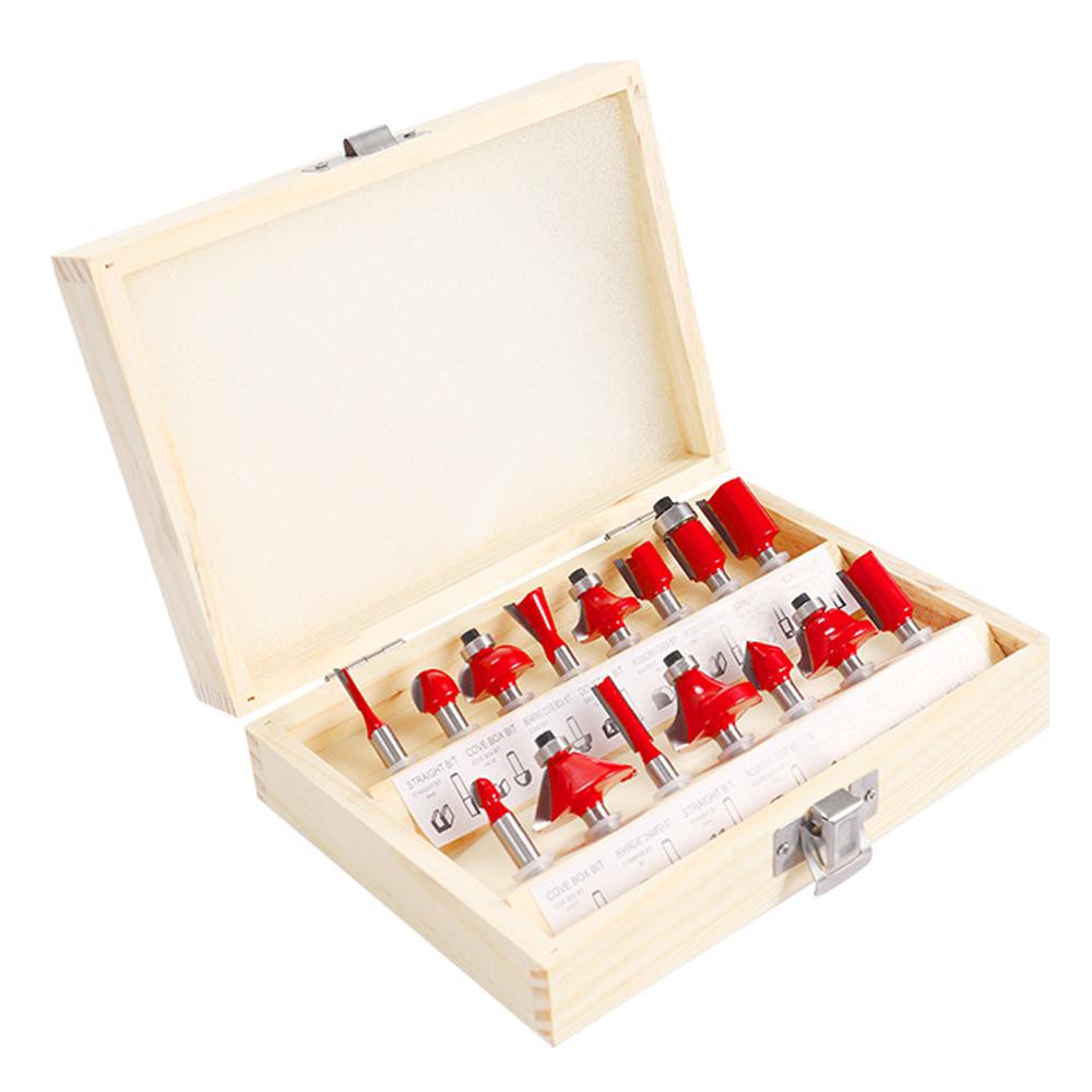 15pcs Milling Cutter Router Bit Set Carbide Shank Mill Woodworking Trimming Engraving Carving Cutting Tool