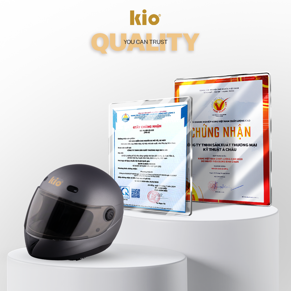 Mũ Bảo Hiểm Fullface Kio SafeStyle Rider KN09K, Kính Dài Phủ Nano Chống Tia UV, Lót Kháng Khuẩn Thoáng Khí - Xám Titan (nhám)