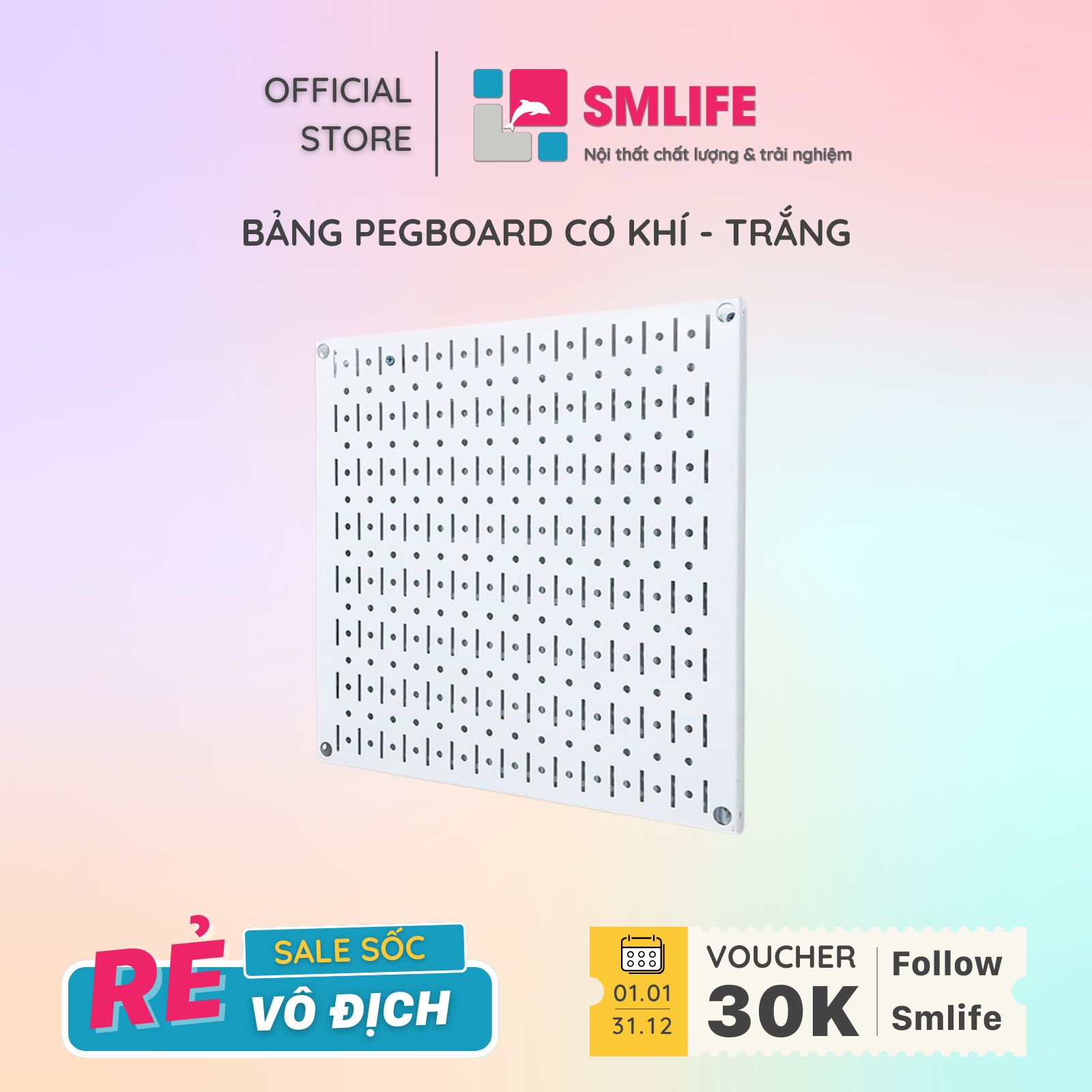 Bảng treo dụng cụ Pegboard vuông 40×40