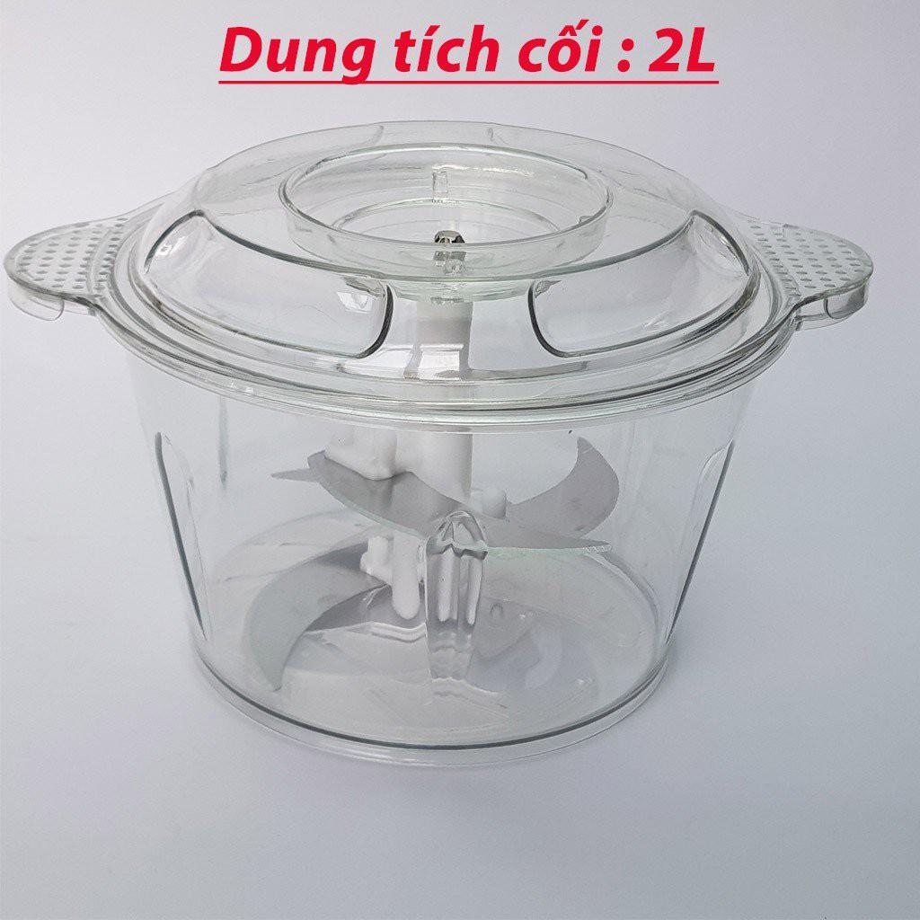 Máy Xay Thịt Cối Nhựa 2L Công Suất 250W - Máy Xay Thực Phẩm Đa Năng 4 Lưỡi - BẢO HÀNH 1 NĂM