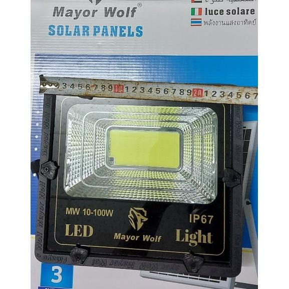 Đèn Pha Năng Lượng Mặt Trời 100W-Mayor Wolf-Tấm Pin lớn 450*350*17- Pin 15000MAH-Chính Hãng