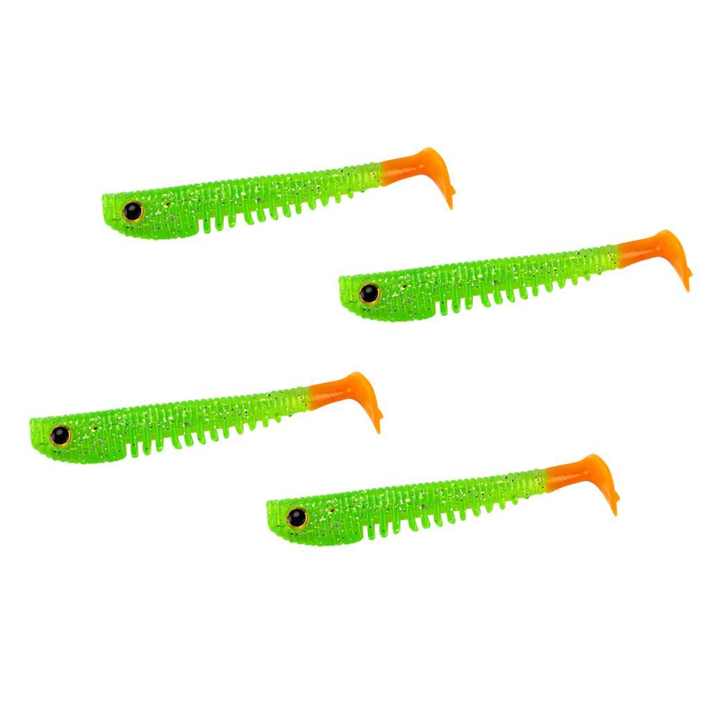 4pcs Soft Plastic Lure Artificial Worm Bait Carp Bass Trout Minnow Fishing
