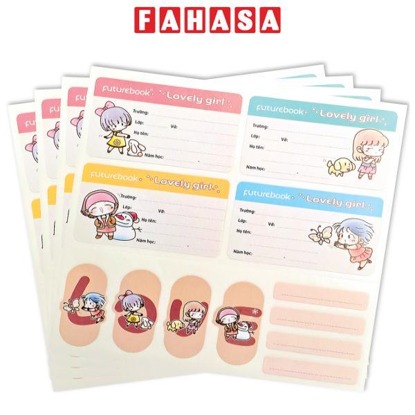 Nhãn Vở Học Sinh Lovely Girl Kèm Sticker - futurebook N102 (16 Nhãn)