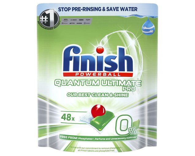 Viên rửa Finish Eco 0% Finish Quantum Ultimate Pro 0% 48 viên dùng cho máy rửa chén bát