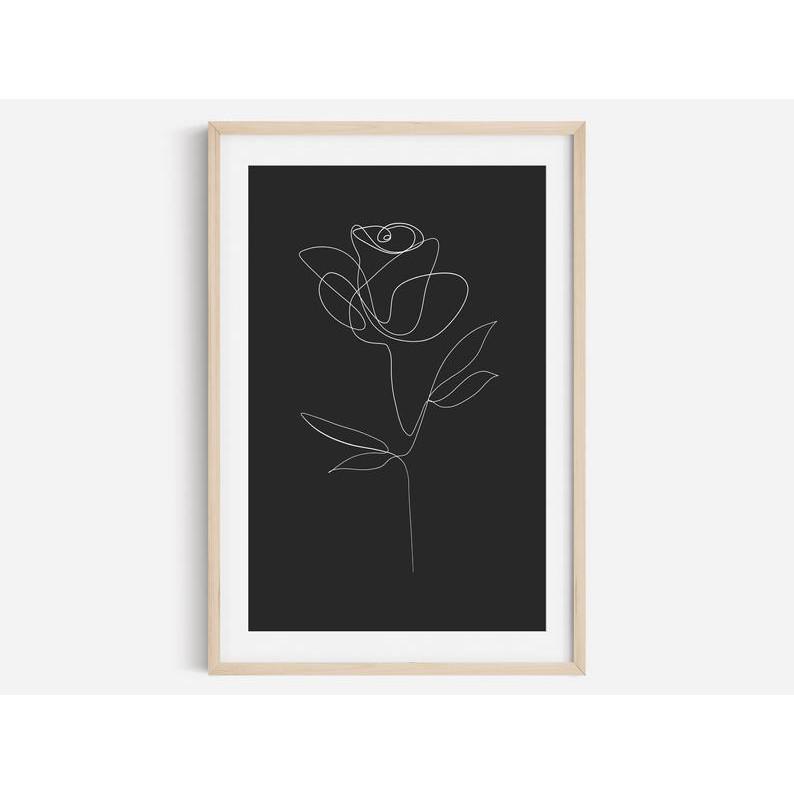 Tranh treo tường | Line art-Fine Line Flower Print, flower line art 65 , tranh canvas giá rẻ