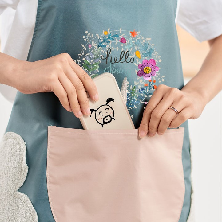 Tạp dề chống thấm có túi để điện thoại và khăn lau tay