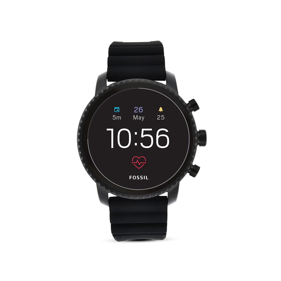 Đồng hồ thông minh nam Fossil Gen 4 Smartwatch Explorist dây silicone FTW4018 - màu đen - Hàng chính hãng