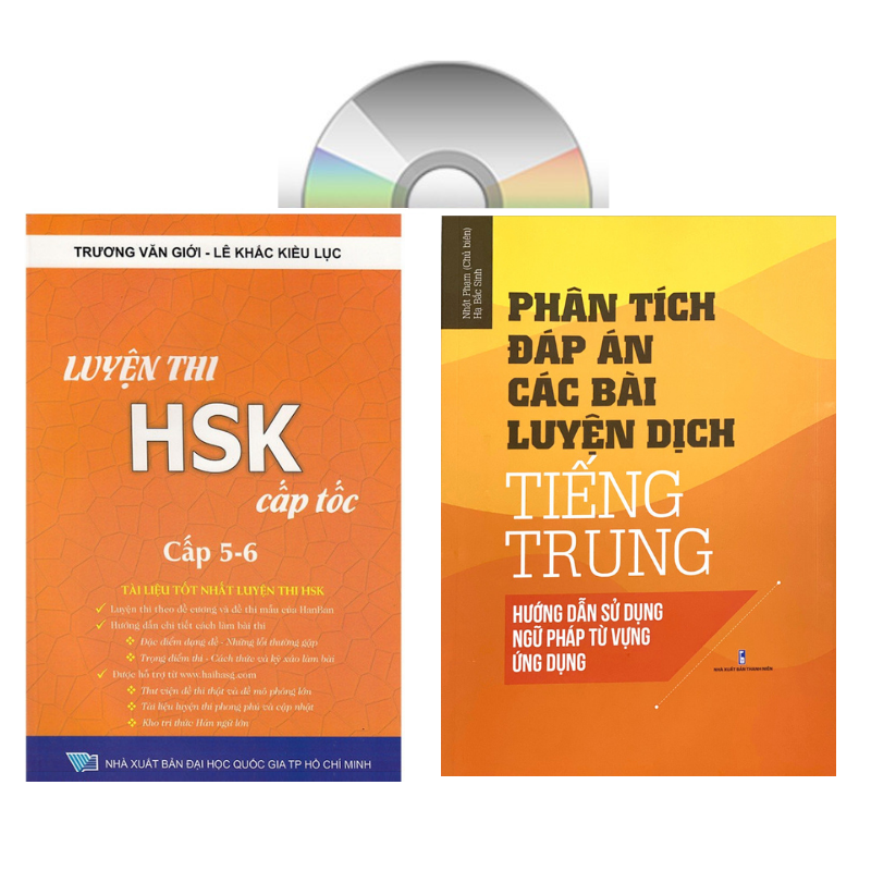 Sách - Combo: Luyện thi HSK cấp tốc tập 3 (tương đương HSK 5+6 kèm CD) + Phân tích đáp án các bài luyện dịch Tiếng Trung + DVD tài liệu