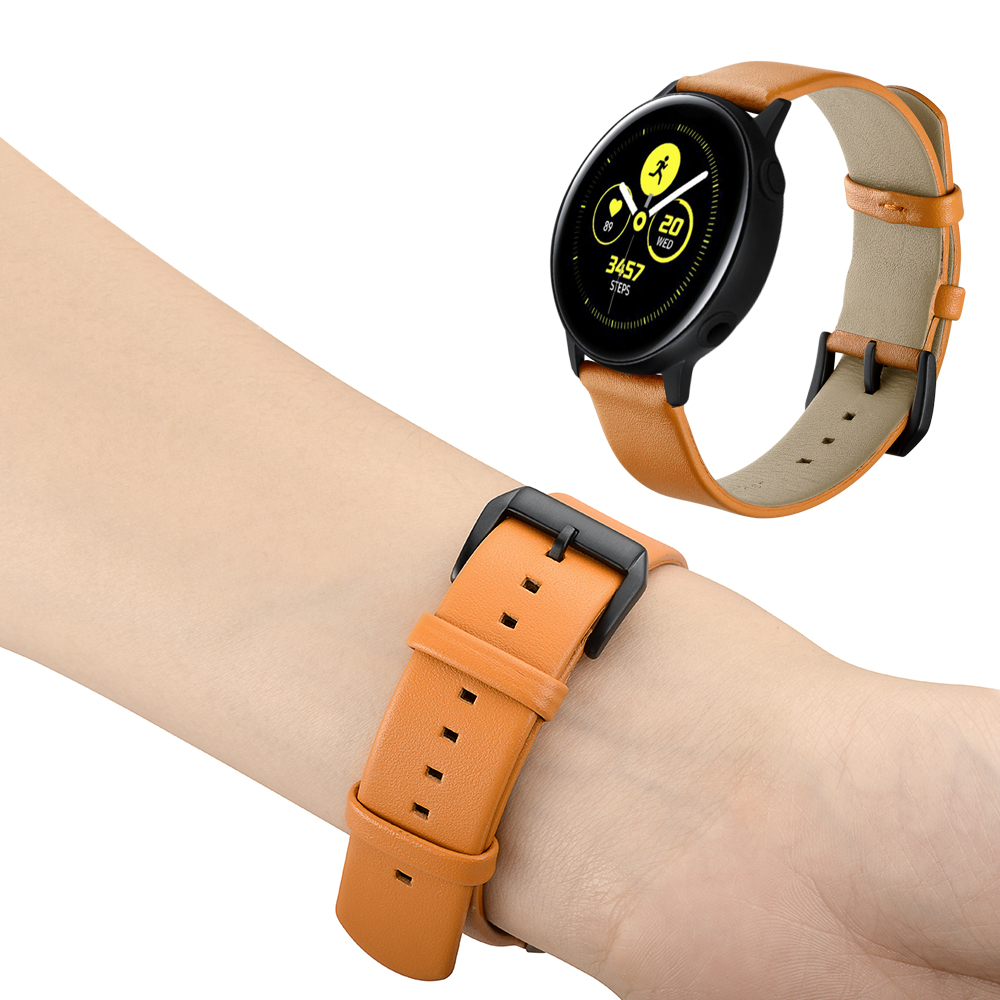 Dây Da Light Brown Size 20mm cho Galaxy Watch 3 41mm, Galaxy Watch Active 2, Galaxy Watch 42