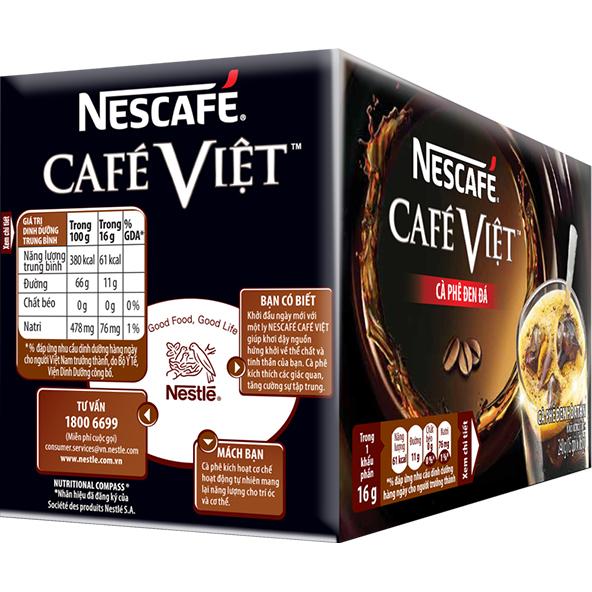 [Tặng 1 túi thời trang đa năng] Combo 2 hộp cà phê hòa tan Nescafé café Việt đen đá (Hộp 15 gói x 16g)